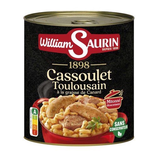 William Saurin Cassoulet Toulousain À La Graisse D'Oie, Mitonné Doucement 840g