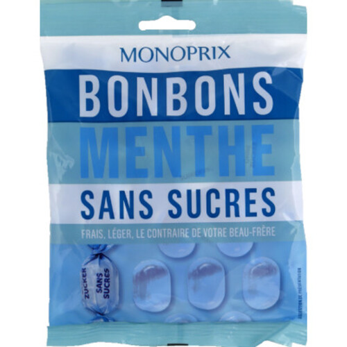 Monoprix Bonbons menthe sans sucres 110g
