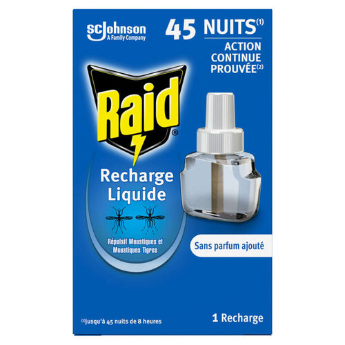 Raid Répulsif Moustiques & Moustiques Tigres *1 Recharge 45 Nuits