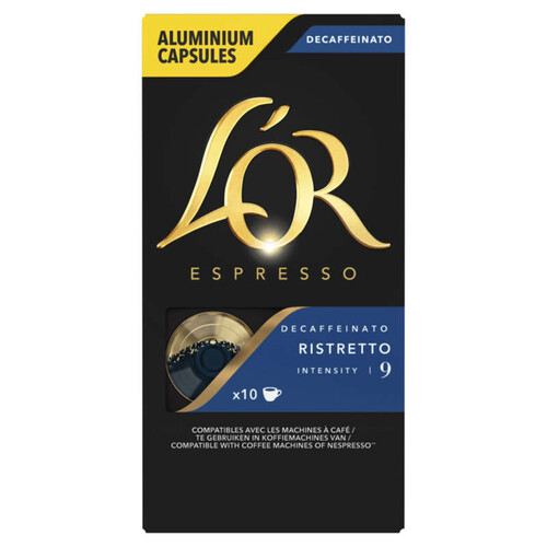 L'Or Espresso Café Ristretto Decaffeinato intensité 9 x10 capsules 52g