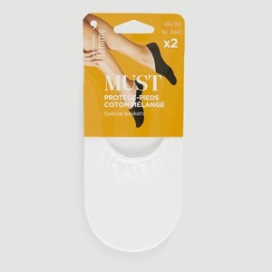 Monoprix Femme Lot De 2 Protège-Pieds Blancs Spécial Baskets Taille 39/41