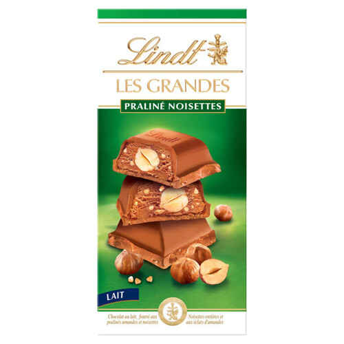 Lindt Les Grandes Tablette Chocolat Lait Praliné Noisettes 225 g