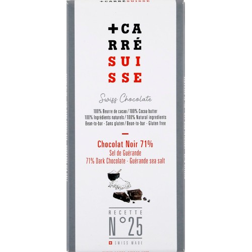 Carré Suisse N°25 Tablette Chocolat Noir 71% Sel de Guérande Bio 100g