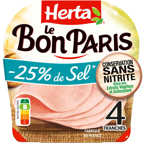 Herta Le Bon Paris -25% de sel sans nitrite 4 tranches 140g