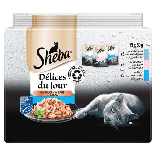 Sheba Délices Du Jour Poissons en Sauce Sachets 15x50g