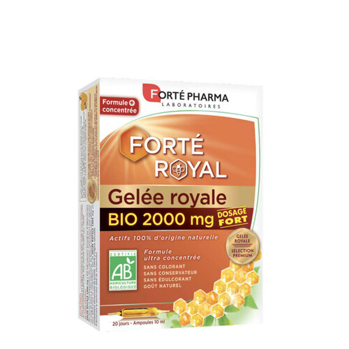 [Para] Forté Pharma Forté Royal Gelée Royale 2000mg Ampoule Bio Boite 20x10ml