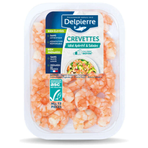 Delpierre Crevettes Décortiquées Cuites Réfrigérées 100G