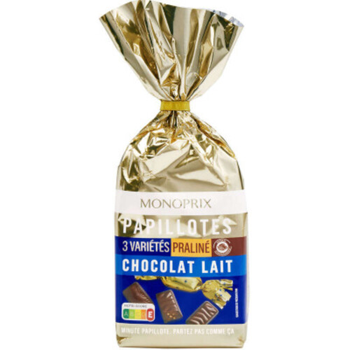 Monoprix Papillotes 3 Variétés Praliné Chocolat Lait 350g