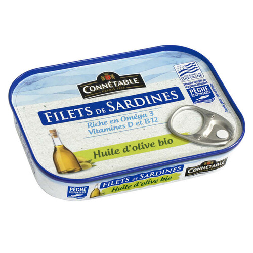 Connétable Filets De Sardines À L'Huile D'Olive Vierge Extra Bio 90G