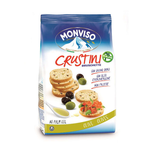 Monviso Crustini Mini Bruschette Olives 100% Végétale 120g