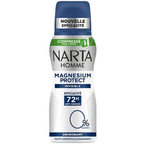 Narta Homme Déodorant Magnesium Protect Invisible 72H Anti-Odeurs 100ml