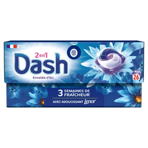 Dash Pods 2en1 avec Adoucissant Lenor Envolée d'Air *26 Lavages 496g