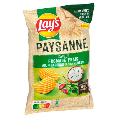 Lay's - Chips paysanne saveur fromage frais, ail de Garonne et fines herbes - Le sachet de 120g