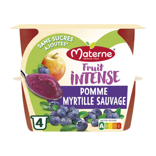 Materne Compotes Fruit Intense Pomme Myrtille Sauvage 4*100g