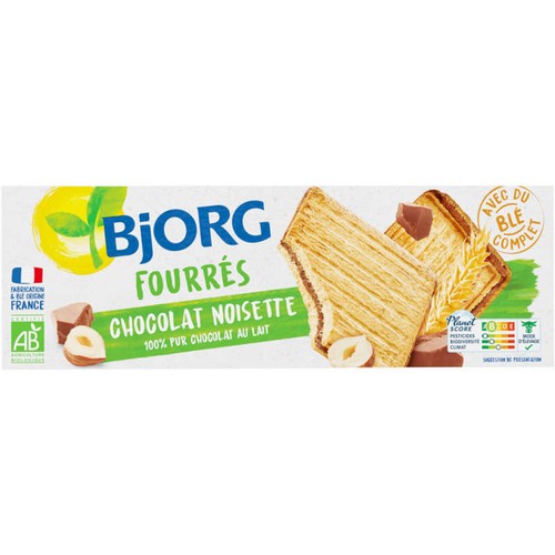 Bjorg Fourrés chocolat lait noisettes Bio 225g