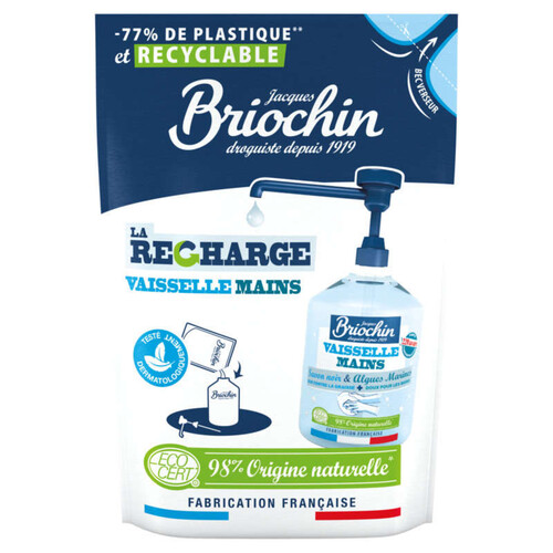 Briochin Recharge Liquide Vaisselle & Mains Au Savon Noir & À L'Algue Marine 500ml