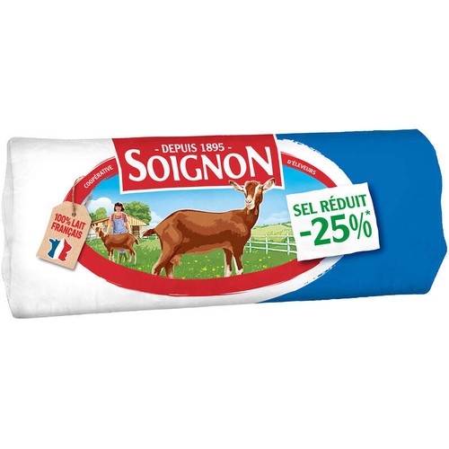 Soignon Bûche de chèvre 25% de sel en moins 180g