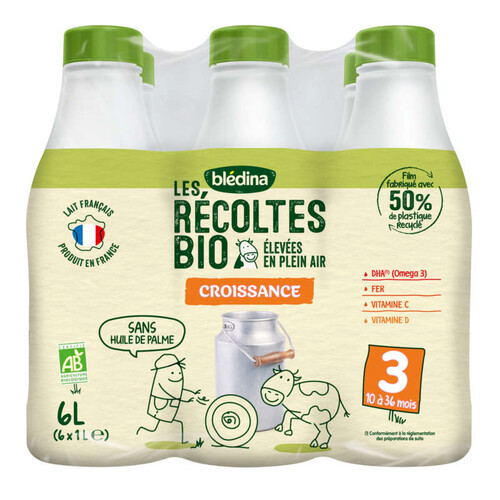 Blédina lait de croissance Bio le pack de 6x1L