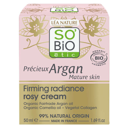 SO'BiO Étic Crème Rose Eclat Fermeté de jour à l'Huile d'Argan Bio 50ml