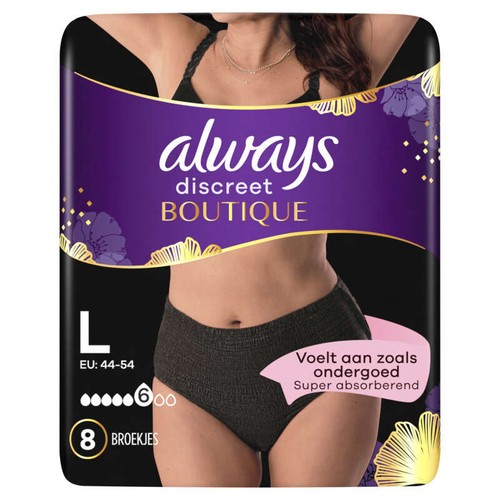 Always Discreet Boutique Culottes Noires Plus L Pour Fuites Urinaires x8
