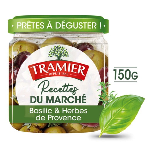Tramier Olives recettes du marche basilic et herbes de Provence 150g