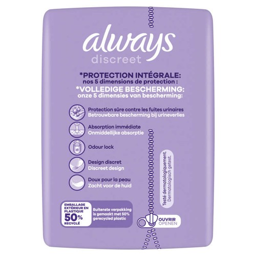 Always Discreet Serviette Pour Fuites Urinaires Femmes Long x24