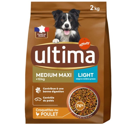 Ultima croquettes au poulet chien medium maxi light 2kg