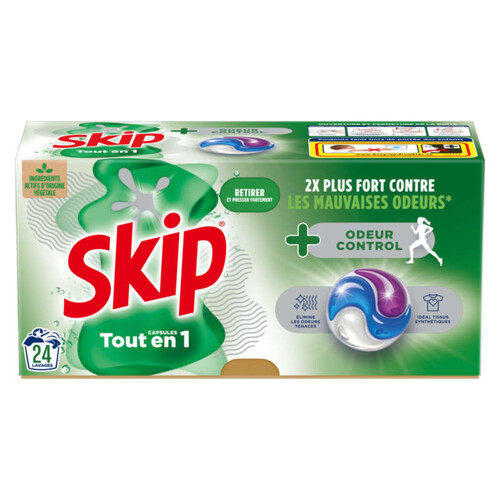Skip lessive capsules hygiène 3en1 anti odeur x24