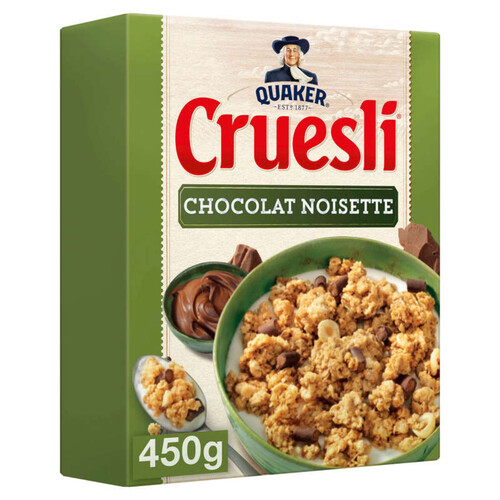 Quaker - Céréales chocolat noisette Cruesli - La boite de 450g
