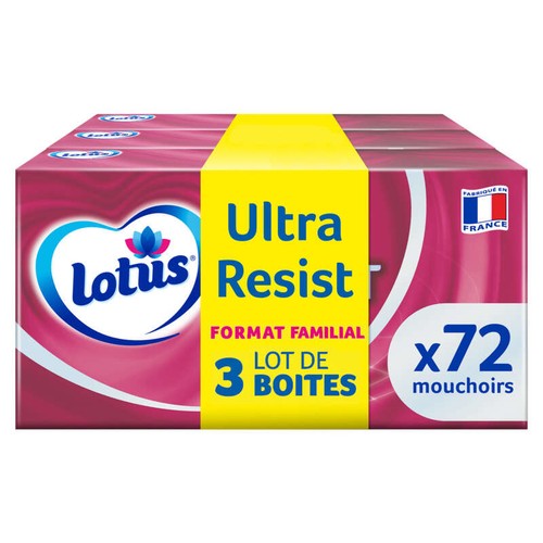 Lotus Ultra Resist Boite Mouchoirs Format Familial 3x72