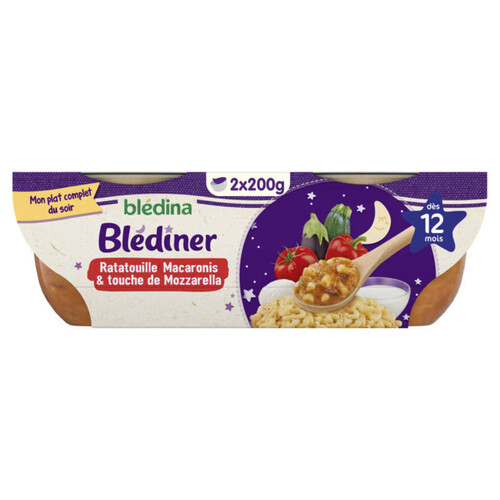 Blédina Blediner Bols Ratatouille Petits Macaroni Lait Une Touche De Mozzarella Dès 12 Mois 2x200g