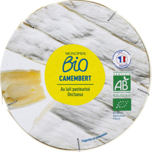 Monoprix Bio camembert au lait pasteurisé 250g