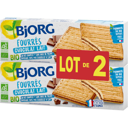 Bjorg Biscuits fourrés au chocolat au lait bio 2x225 g