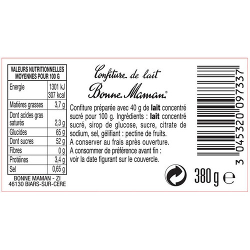 Bonne Maman Confiture de Lait 380g