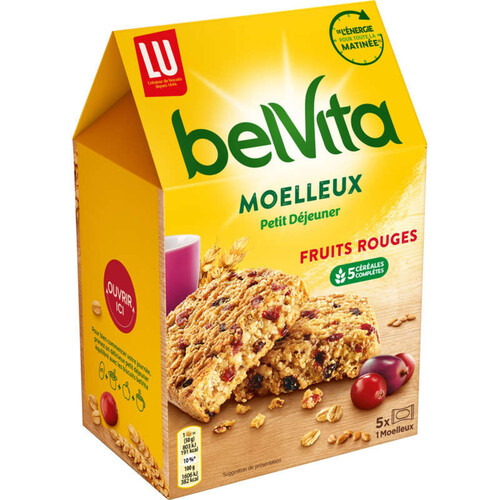 Belvita Biscuits Moelleux Aux Fruits Rouges Et 5 Céréales Complètes 250G