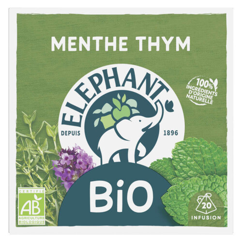 Elephant Infusion Bio Menthe Thym x20 26g