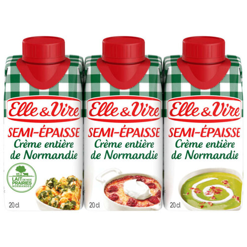 Elle & Vire Crème Entière Semi-Épaisse De Normandie 3x20 cl