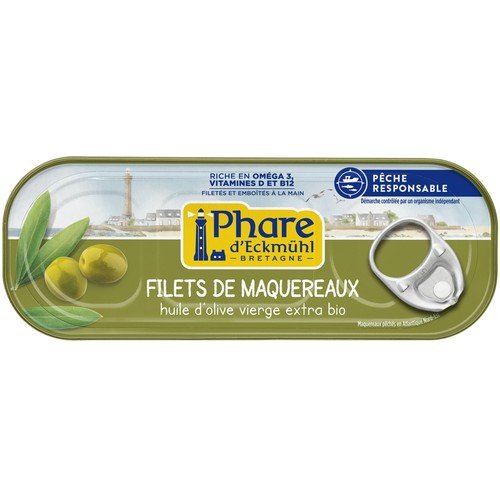 Phare d'Eckmühl Filets de Maquereaux Huile d'Olive Vierge Extra Bio 151g