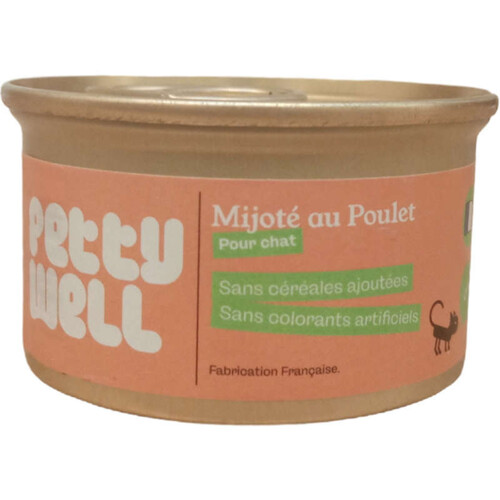 Petty Well mijoté au poulet pour chat 85g