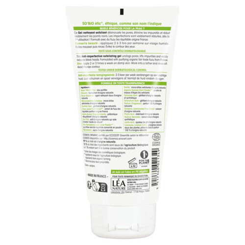 SO'Bio clean'yuzu gel exfoliant anti-imperfections peaux grasses 150ml