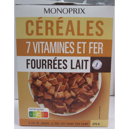 Monoprix Céréales 7 Vitamines Et Fer, Fourrées Lait