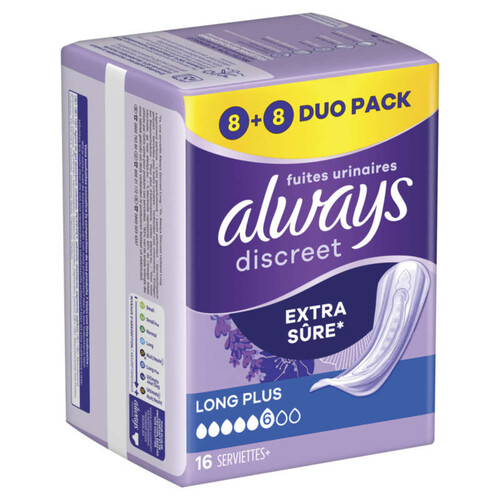 Always Discreet Serviettes Pour Fuites Urinaires Long x16