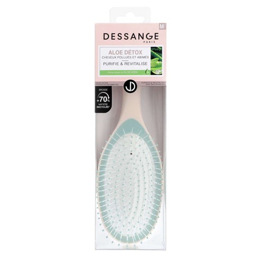 Dessange Brosse Ovale Matière Recyclée picots Souple infusés Aloé Vera