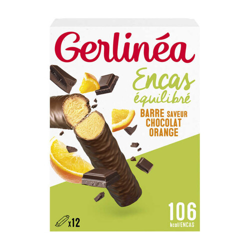 Gerlinéa Barres Repas Au Chocolat Et À L'Orange X12, 372G
