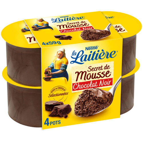 LA LAITIERE Secret mousse chocolat noir 4x59g