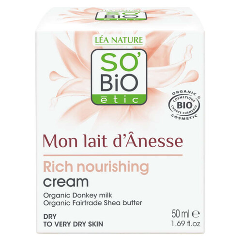 So'bio crème onctueuse nourrissante au lait d'ânesse 50ml