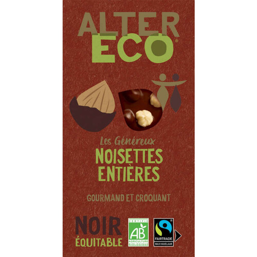 Alter Eco Chocolat Noir Noisettes Entières Bio 200G