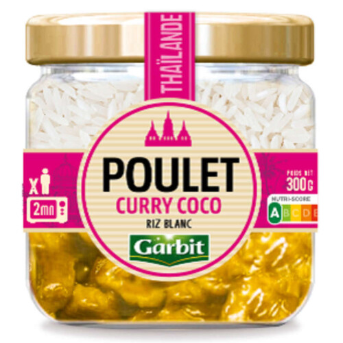 Garbit Poulet Curry Coco Riz blanc 300g