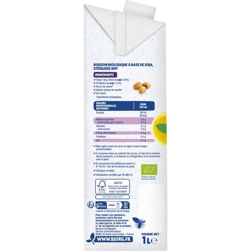 Bjorg Boisson soja protéines Bio 1L