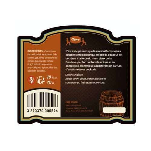 Damoiseau Crème au Rhum vieux 18° vol. 70cl